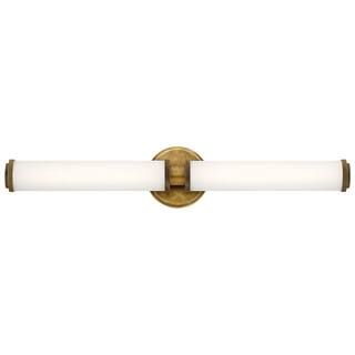 KICHLER Indeco 27 in. Natural Brass Integrated LED Linear Transitional Bathroom Vanity Light Bar ... | The Home Depot