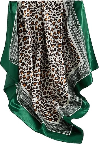 RoseSeek Women's Cheetah Graphic Hair Scarf Printed Satin Square Scarves Head Scarf | Amazon (US)