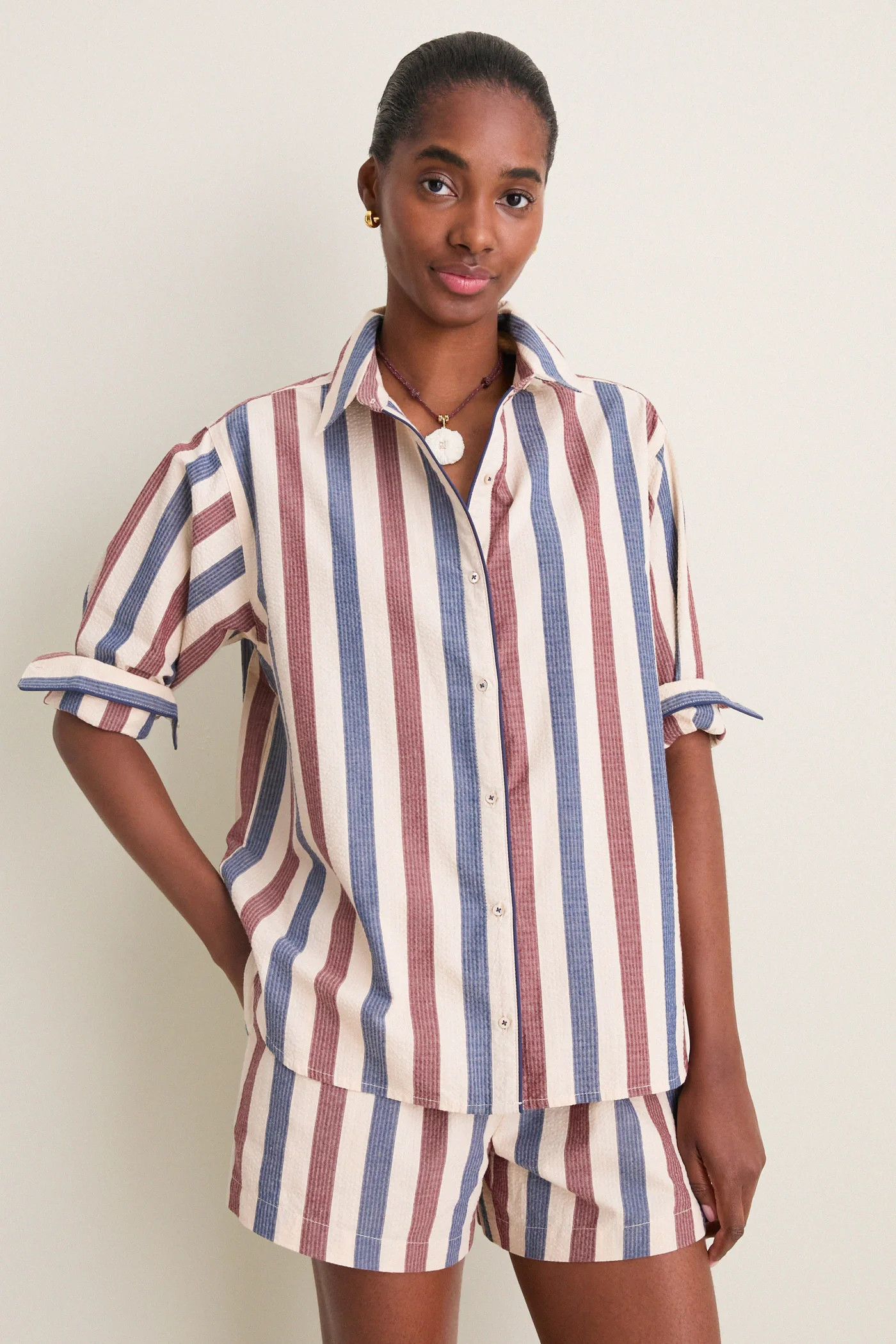 Boardwalk Stripe Seersucker Nadine Button Down | Tuckernuck (US)