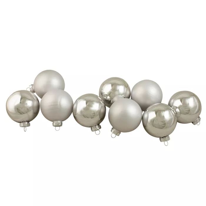 Northlight 9ct Silver 2-Finish Glass Christmas Ball Ornaments 2.5" (65mm) | Target