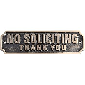 Brass No Soliciting Thank You Sign 6" - Solid Brass Wall Plaque - No Soliciting Thank You Thank Y... | Amazon (US)