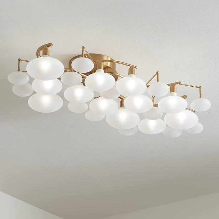 Possini Euro Design Lilypad Modern Ceiling Light Semi Flush-Mount Fixture 30 1/4" Wide Warm Brass... | Amazon (US)