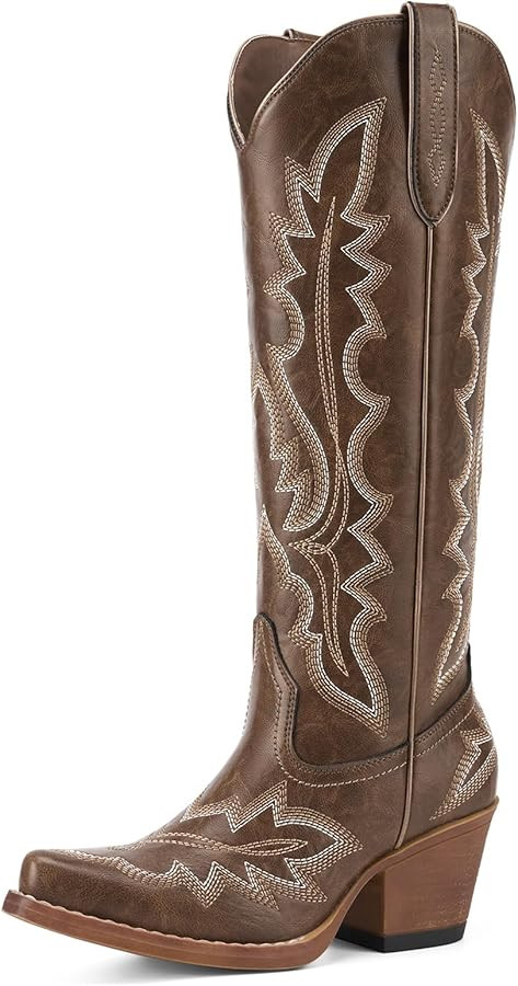 Rollda Cowboy Boots for Women, Knee High Cowgirl Boots, Womens Western Boots Snip Toe, Cowboy Tal... | Amazon (US)