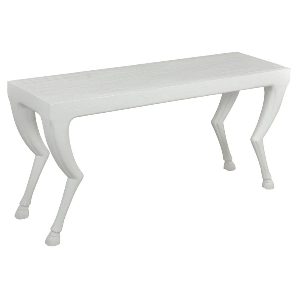 Faline Global Bazaar White Resin Hoof Leg Console Table - 66" | Kathy Kuo Home