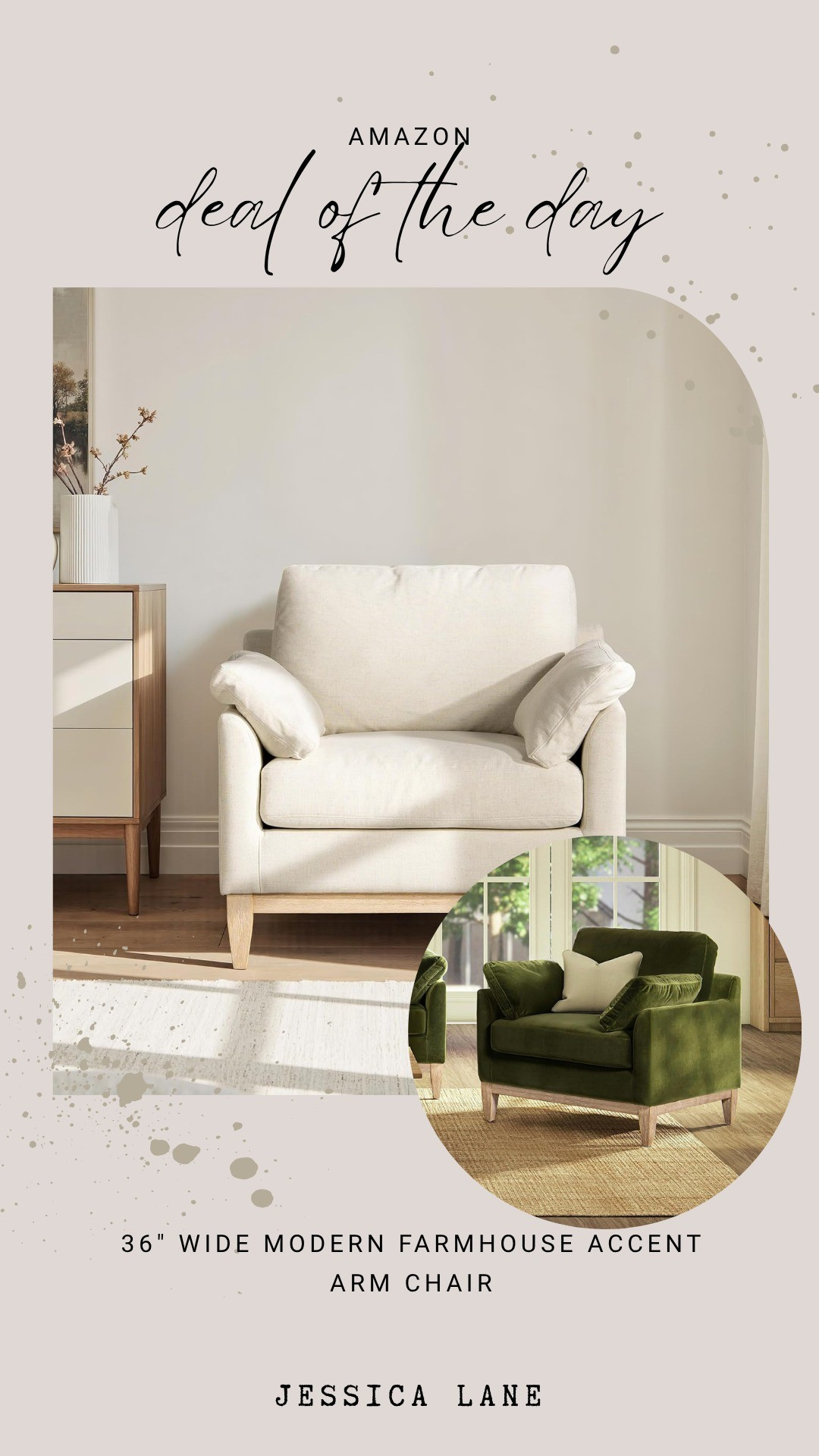 Elevate your living room or reading nook with this 36" wide modern farmhouse accent arm chair. Its deep, comfortable seating and clean lines bring both comfort and style to your space.#armchair #modernfarmhouse #livingroomgoals #amazonhome

#LTKSaleAlert #LTKHome #LTKmomlife