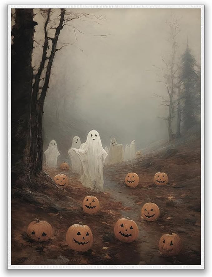 Vintage Halloween Ghost Print, Retro Spooky Haunted Forest Wall Art, Vintage Funny Muted Neutral ... | Amazon (US)