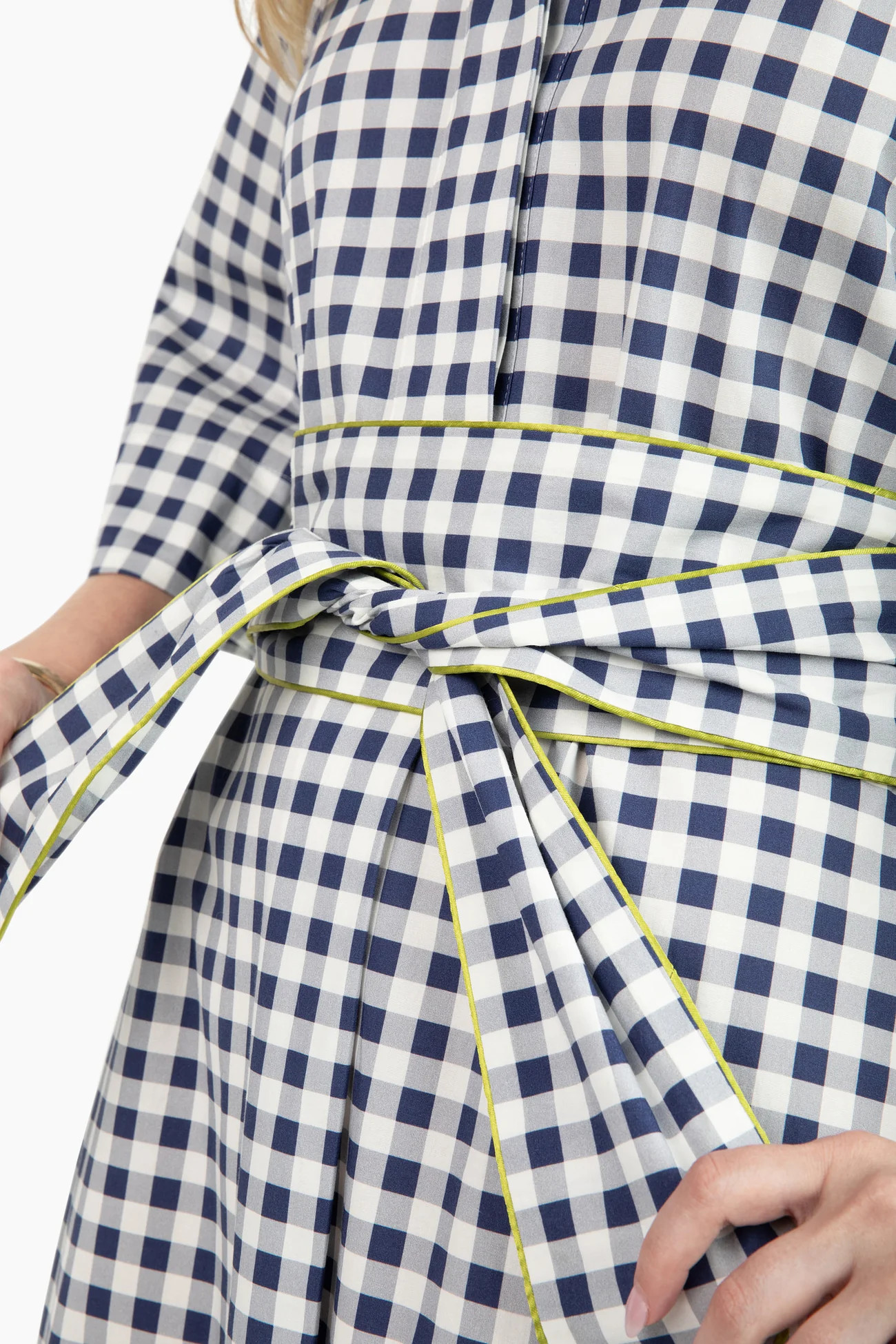 Weekender Belted Caftan - Navy Gingham | Quiet Culture