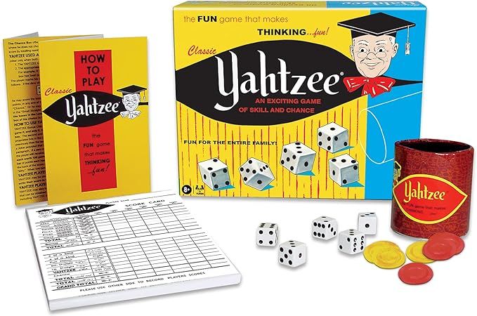 Classic Yahtzee with Retro Artwork, An Exciting Game Of Skill And Chance with Original Components... | Amazon (US)