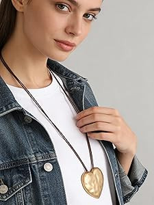 Long Necklaces for Women Boho Large Pendant Necklace Casual Bohemian Brown Leather Choker Sweater... | Amazon (US)