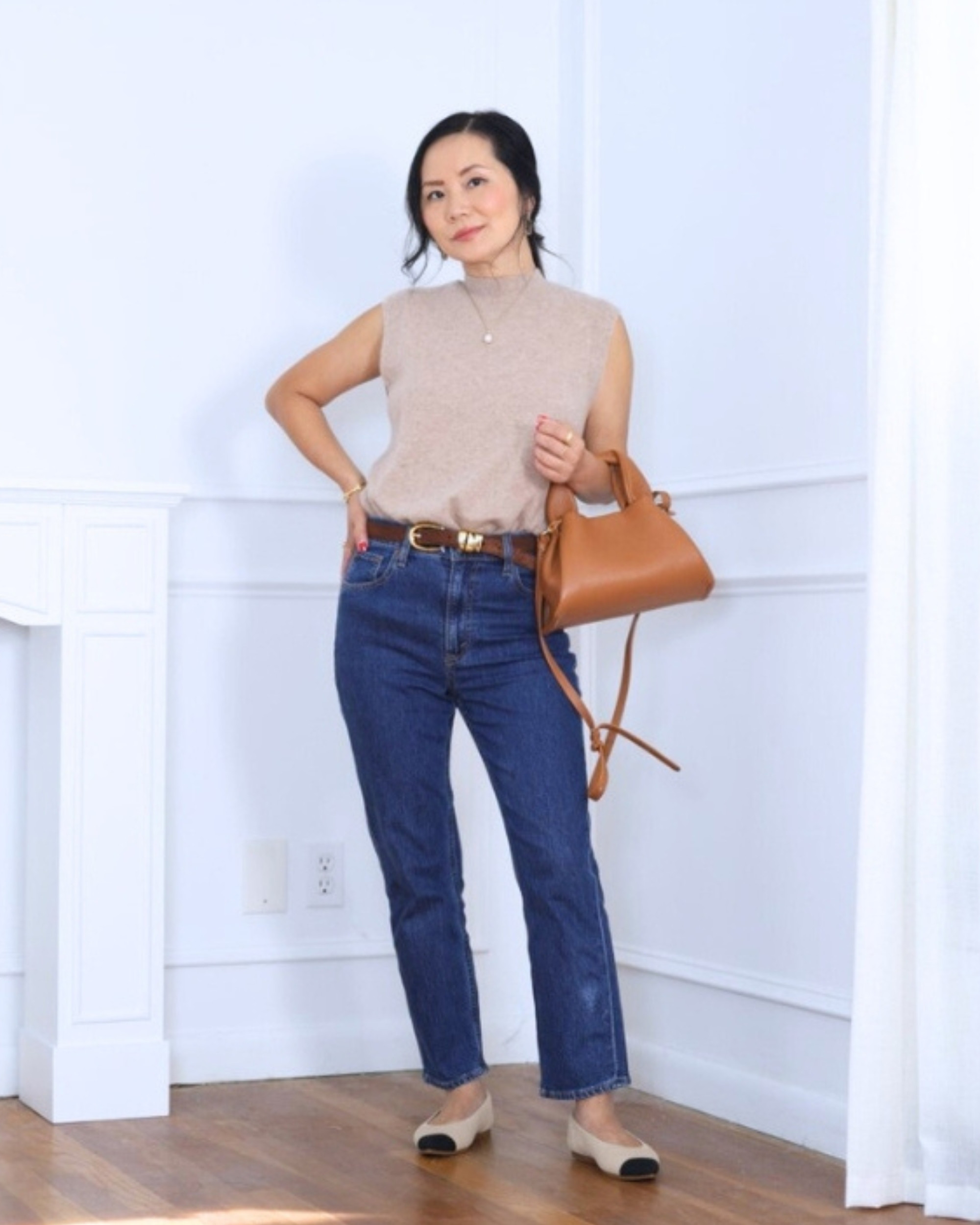 Wearing my Quince mock neck top and bag with ankle straight jeans and ballet flats—simple, classic, and effortlessly chic. I’m 5’2, wearing size XS.

#LTKPetite #LTKStyleTip #LTKOver40