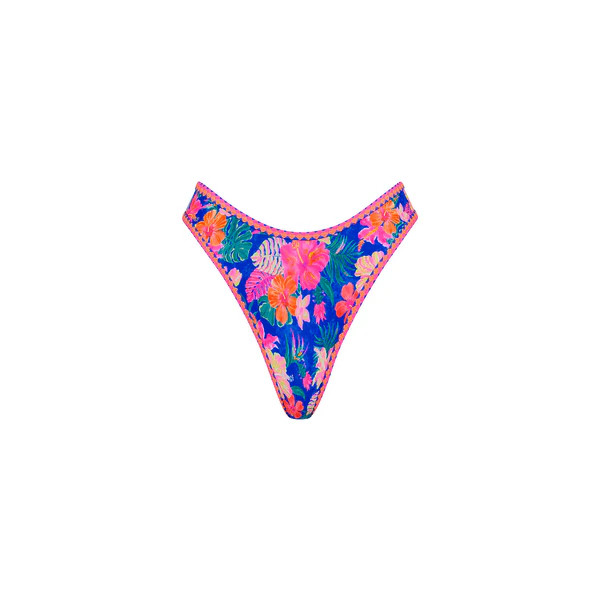 High Leg Thong Bikini Bottom - Electric Palms | Kulani Kinis US