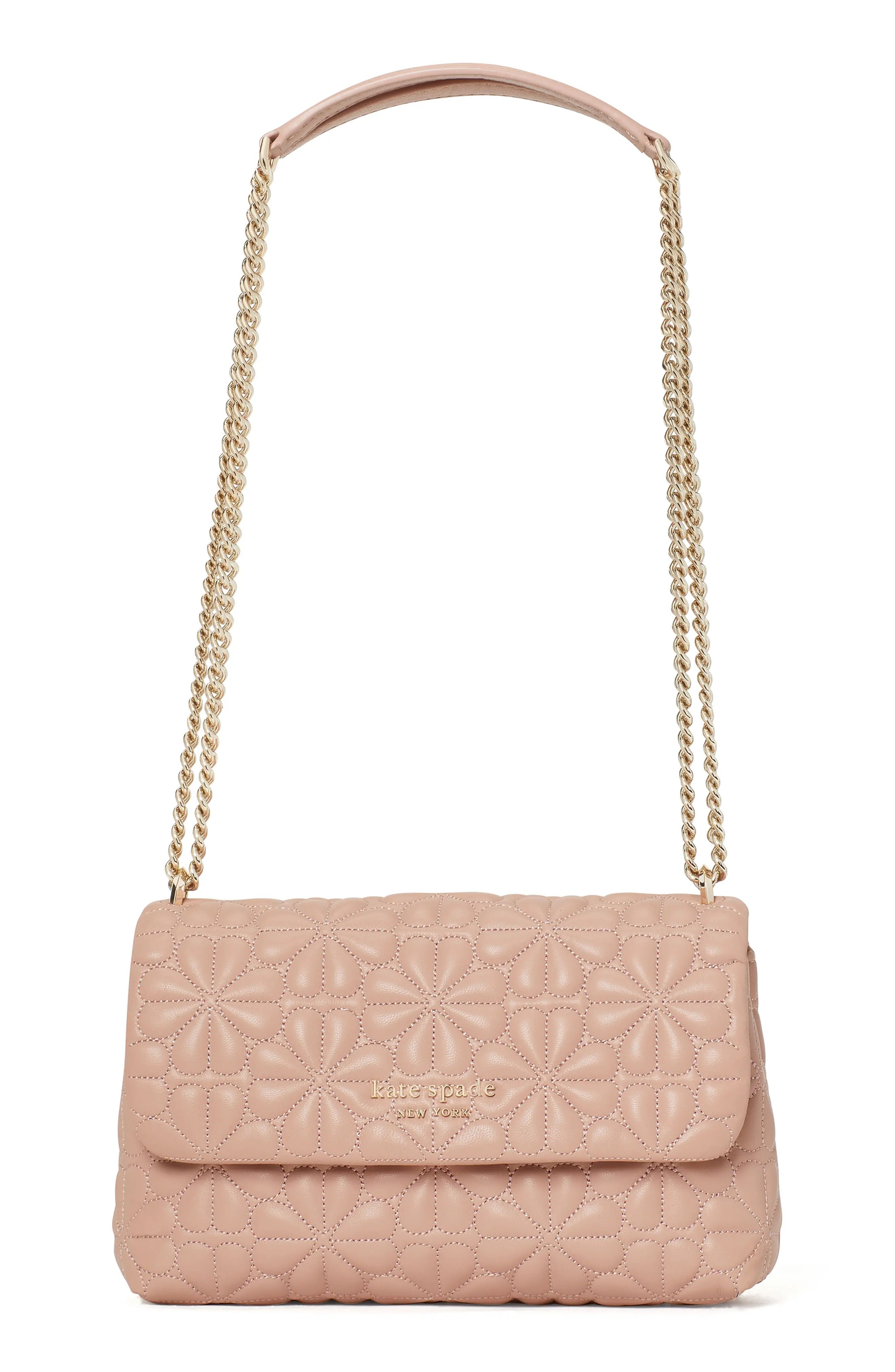 kate spade new york blooms medium leather shoulder bag in Flapper Pink at Nordstrom | Nordstrom