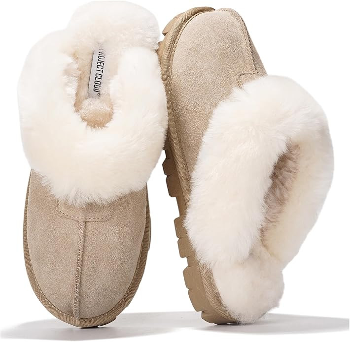 Project Cloud 100% Genuine Leather & Australian Shearling Slippers for Women - Cozy Memory Foam W... | Amazon (US)