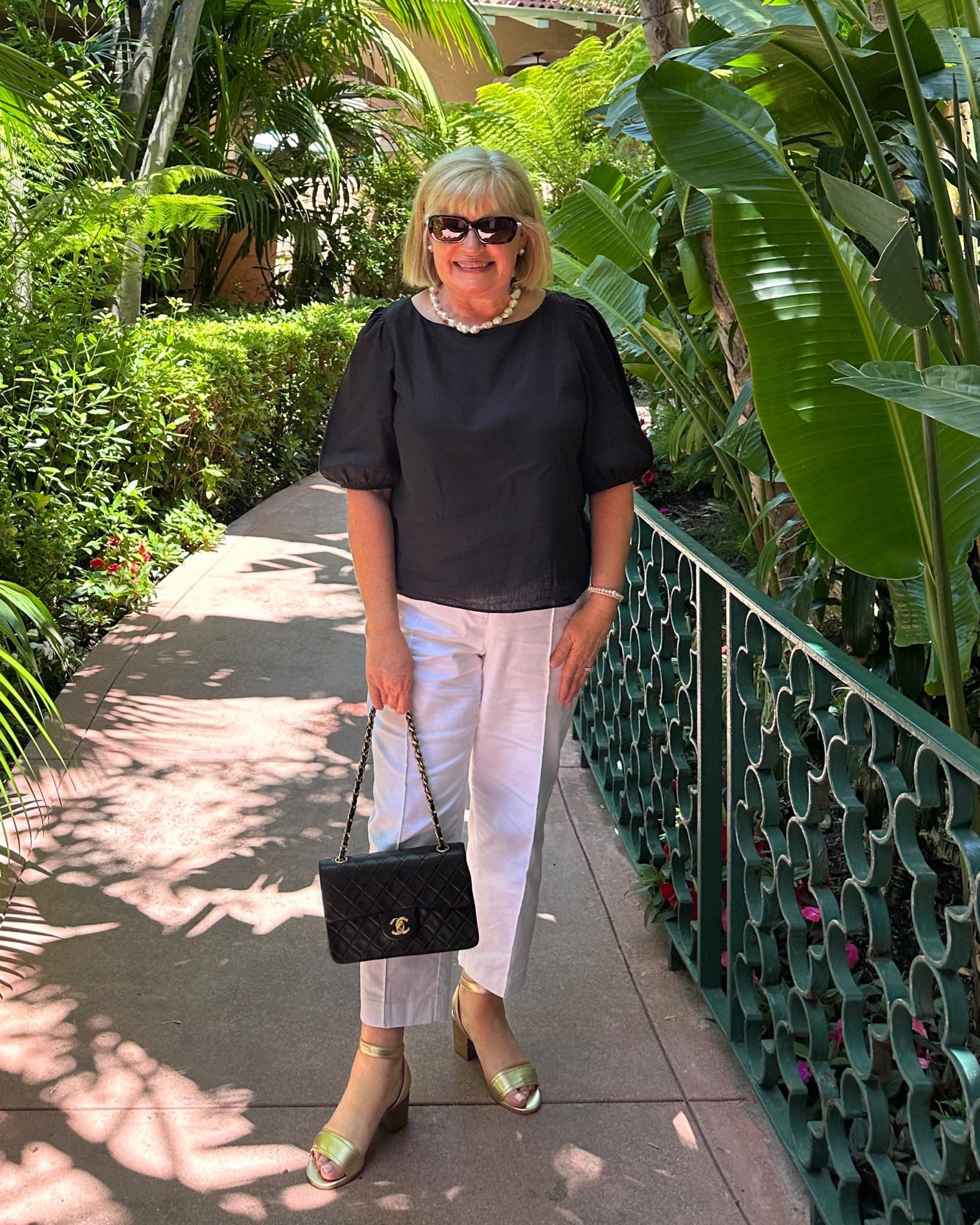 My favorite J.Crew Pearl Necklace has been RESTOCKED!!!  So gorgeous and the perfect statement piece to compliment my Classic Linen Outfit 🌸

J.Crew Baroque pearl necklace, Ann Taylor linen top, White Linen Ankle pants, Gold block heels, Kate Spade sunglasses #LTKOver40 #LTKxNSale

#LTKShoeCrush #LTKSeasonal #LTKStyleTip