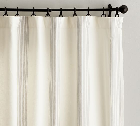 Riviera Stripe Drape - Charcoal | Pottery Barn (US)