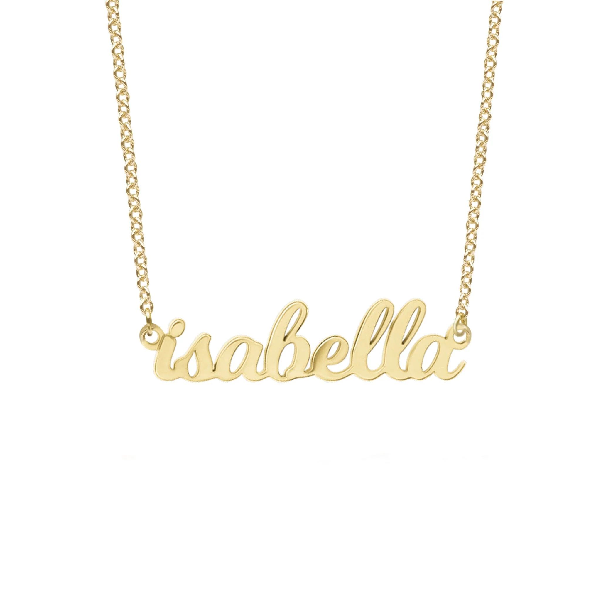 14k Gold Script Nameplate Necklace | Tiny Tags