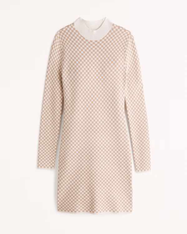 Women's Jacquard Long-Sleeve Mockneck Mini Sweater Dress | Women's Dresses & Jumpsuits | Abercrom... | Abercrombie & Fitch (US)