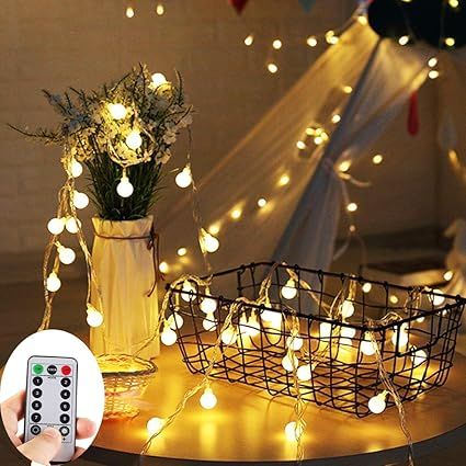 ZOUTOG Battery Operated String Lights, 33ft/10m 100 LED Bulb Warm White Globe String Lights with ... | Amazon (US)