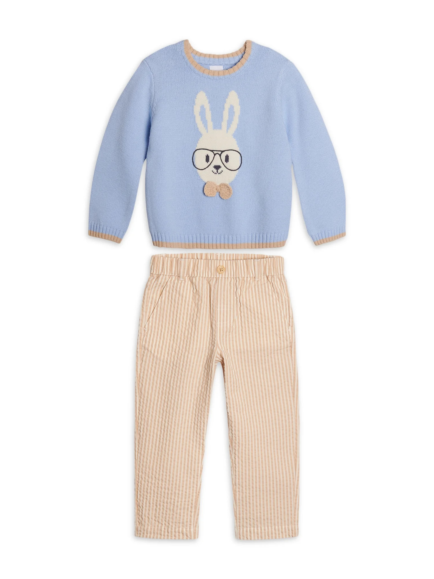 Wonder Nation Toddler Boys Easter Sweater with Long Sleeves and Pants Oufit Set, 2-Piece Set, Siz... | Walmart (US)