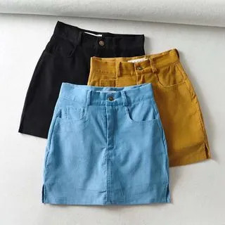 Fitted Corduroy Mini Skirt | YesStyle Global