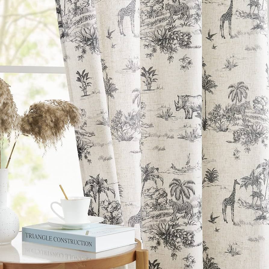 jinchan Linen Toile Curtains 96 Inches Long for Living Room Toile de Jouy Printed Farmhouse Frenc... | Amazon (US)