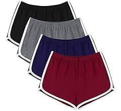 4 Pack Yoga Short Pants Cotton Sports Shorts Gym Dance Workout Shorts Dolphin Running Athletic Sh... | Amazon (US)