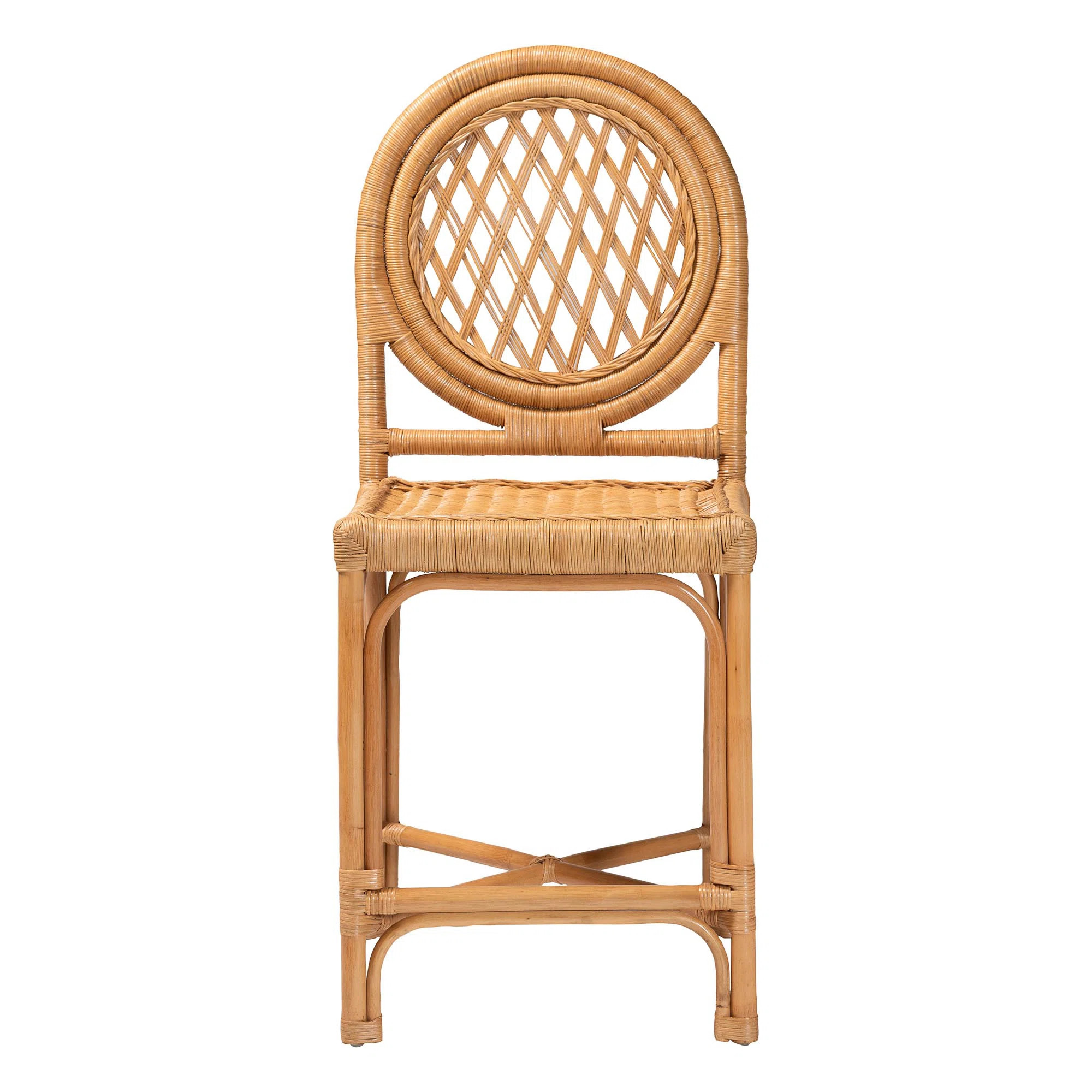 Bali & Pari Oxford Round Back Rattan Counter Stool - Handwoven Cane Counter Height Chair With Ope... | Wayfair North America