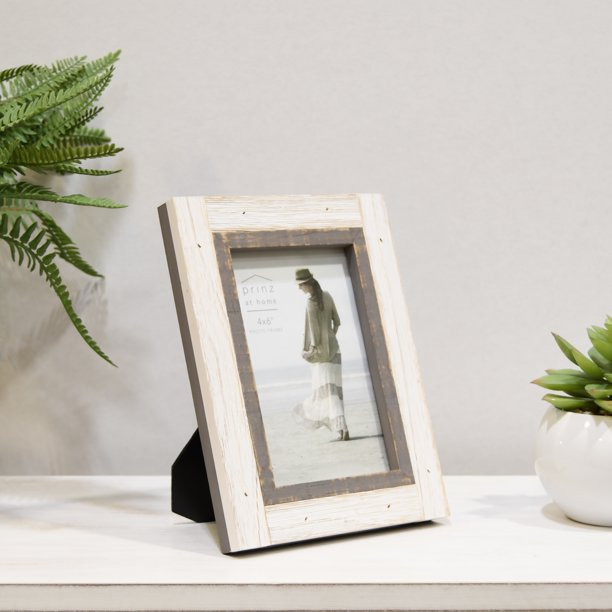 Shoreline White and Gray Weathered Wood Picture Frame, 6.53” W x 8.61” H – Frame for 4” W... | Walmart (US)