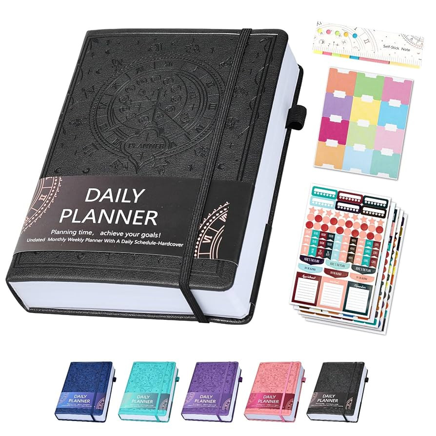 Ospelelf 2025 Leather Undated Daily Planner (5.5 x 8.5''), Weekly & Monthly Life Planner, Organiz... | Amazon (US)