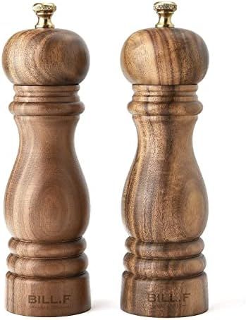 Pepper Grinder,Wood Salt and Pepper Grinder Mills Sets, Acacia Wood Manual Salt Grinder Refillabl... | Amazon (US)