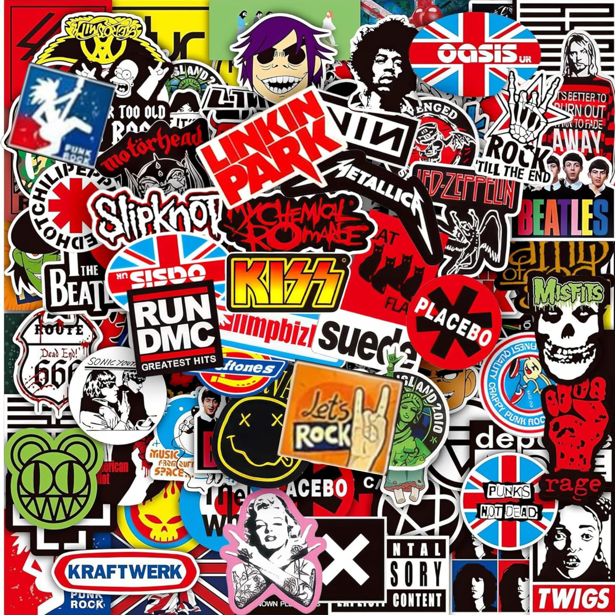 100 Pcs Rock Band Music Stickers – Durable and Waterproof Vinyl Stickers Featuring Iconic Bands... | Amazon (US)