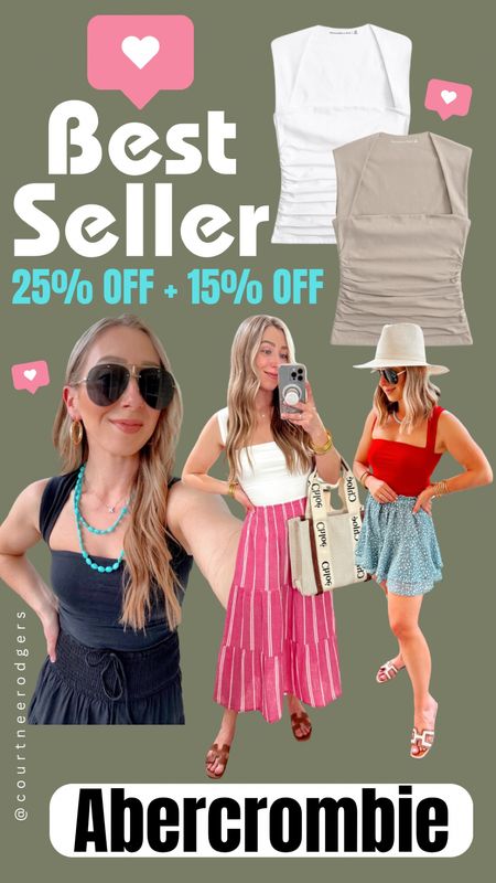 My fave top ever is back in stock in all colors!! I wear a small! The red sells FAST!! 25% off + an extra 15% off with code: AFKATHLEENN

Abercrombie, summer fashion, summer tops, tanks 

#LTKSaleAlert #LTKFindsUnder100 #LTKSummerSales