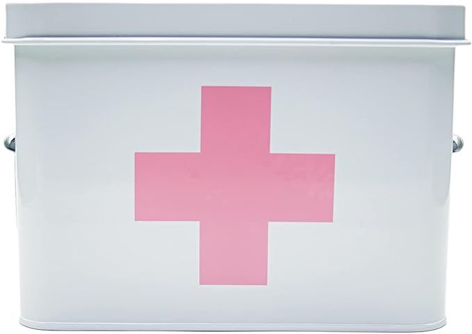 Rose Pink Retro Enameled First Aid Box for Medicine Storage and Home Decor with Lid and Removable... | Amazon (US)