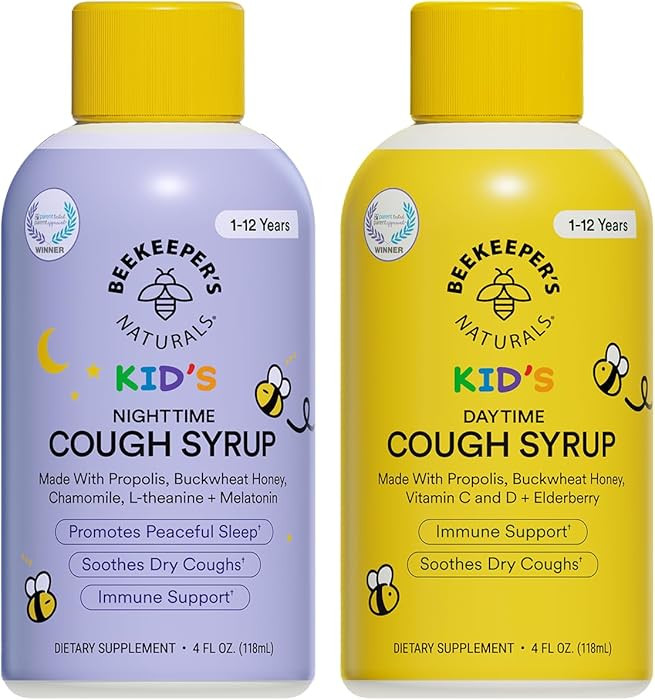 Beekeeper's Naturals Kids Honey Cough Syrup – Day & Night Value Pack – Immune Support with El... | Amazon (US)