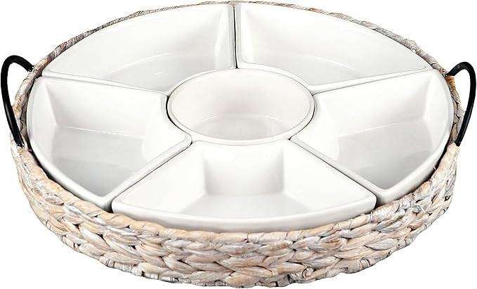 Ceramic Serving Trays, RANDEFURN Serving Platters with 6 Removable Dishes, Serving Tray for Parti... | Amazon (US)