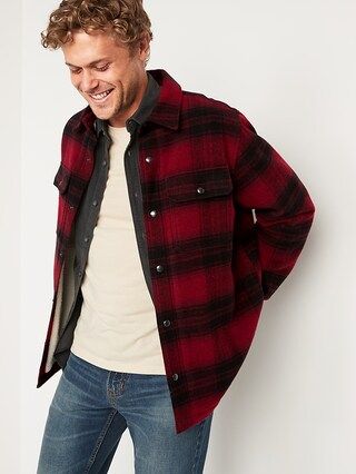 Plaid Wool-Blend Sherpa-Lined Shirt Jacket for Men | Old Navy (US)