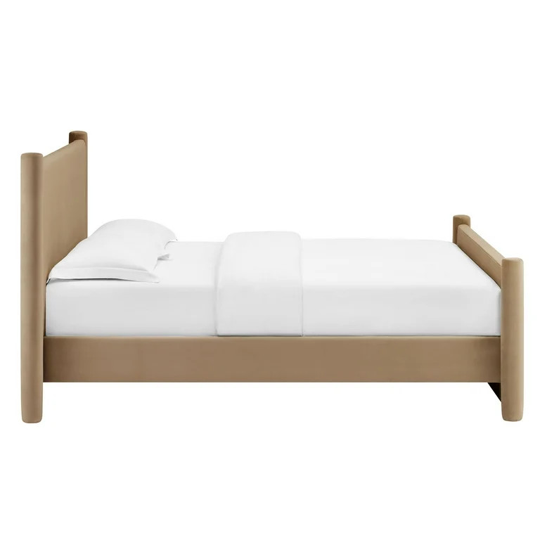 Modway Rael Performance Velvet Full Platform Bed in Taupe | Walmart (US)
