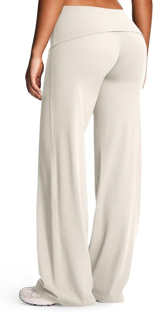 Aoxjox Women's Workout Athlenza Fold Over Waist Straight Leg Bottoms Lumastretch\u2122 Gym Yoga P... | Amazon (US)