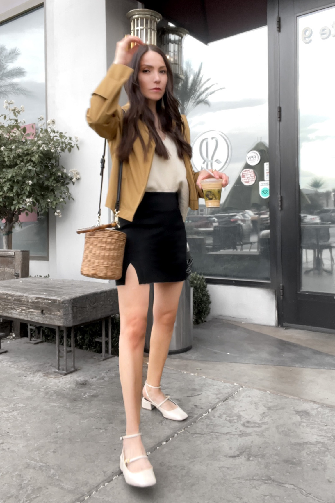 Summer Parian style for those summer rainy days 🌦️

Parisian outfit, summer outfit, black mini skirt outfit, brown jacket outfit, Mary Jane shoes, sling back shoes 

#LTKshoecrush #LTKstyletip #LTKSeasonal