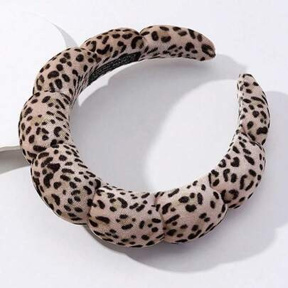1pc Women's High-End Handmade Leopard Print Headband - Sponge Hairband For Face Washing | SHEIN