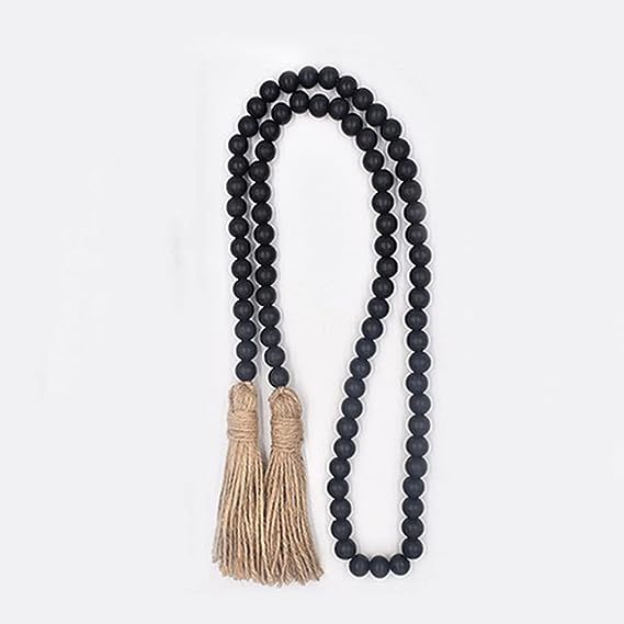58 in Wood Bead Garland with Tassel,String Wooden Beads Prayer Boho Beads for Farmhouse Rustic Co... | Amazon (US)