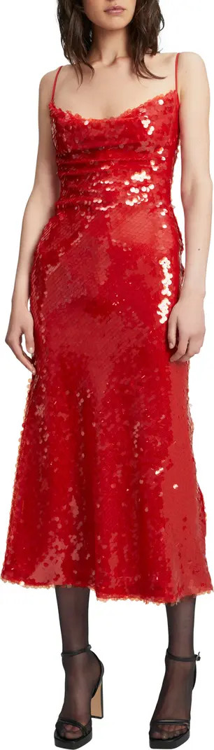 Bardot Karina Sequin Cowl Neck Midi Dress | Nordstrom | Nordstrom