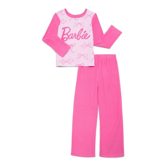 Barbie Girls Long Sleeve Top and Pants, 2-Piece Pajama Set, Sizes 4-12 | Walmart (US)
