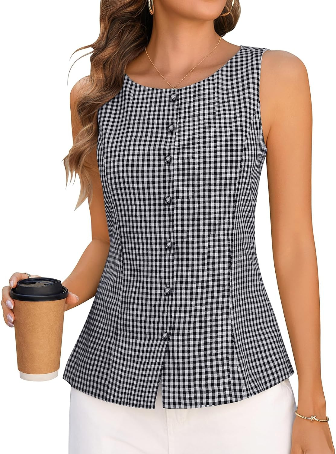 Tie Waist Tank Tops for Women Dressy Casual Summer Vest | Amazon (US)