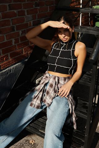 Patchwork Mockneck Tank | Garage Clothing