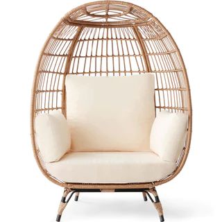 Wicker Egg Chair Oversized Indoor Outdoor Patio Lounger | Best Choice Products 