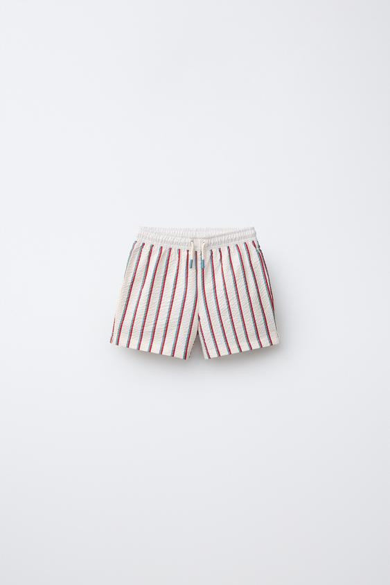 2-6 YEARS / TEXTURED STRIPED SWIM SHORTS | Zara US
