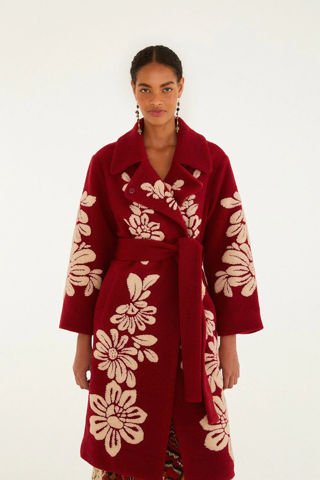 Burgundy Bold Flowers Fleece | FARM Rio | FarmRio (US)