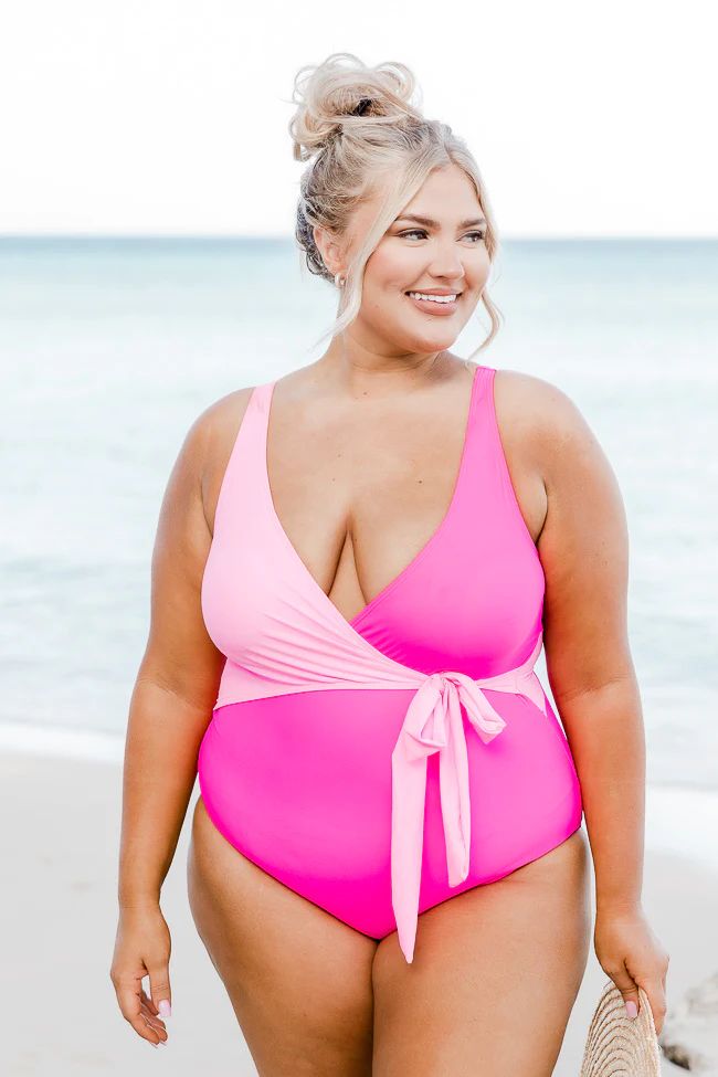 Wrap It Up Pink Wrap One Piece Swimsuit | Pink Lily
