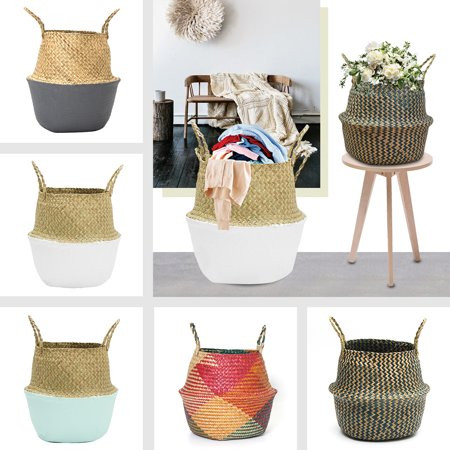 3 Color Seagrass Belly Basket for Storage Plant Pot Basket and Laundry, Picnic and Grocery Basket | Walmart (US)
